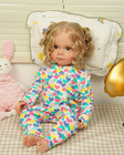 22 Inch Reborn Baby Doll    bella    Soft Vinyl Lifelike Girl     Curly Hair  Blue Eye