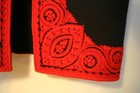 Hungarian Folk Art Embroidered Black   Red Vest With Frog Closure