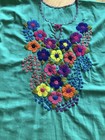 2 Women Embroidered Mexican Oaxacan Boho Top Turquoise   Black Multi  Floral