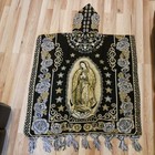 Our Lady Guadalupe Virgen Maria Poncho   Acrylic Poncho One Size Black And Cream