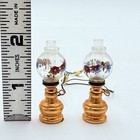 Dollhouse Miniature Oil Lamp 12 Volt Light 1 12 Brass glass Set Of 2 Vtg