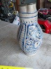 Vintage German Style Blue   Gray Lidded Beer Stein W  Pewter Lid Breweriana