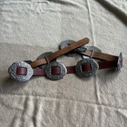 Vintage 1990 Brighton Brown Leather Metal Belt Cowgirl Western Usa 48307