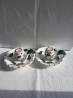 2 Vintage Lefton Candle Holders In Holly And Candy Cane Design  033