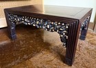 Vintage Chinese Huali Wood Qing Style Mother Of Pearl Inlay Low Altar Table