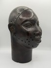 African Art Large Benin Bronze Head Sculpture - 14 5 Inches Tall 