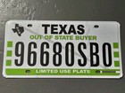 Rare  texas Out Of State Buyer  Limited Use License Plate Osb   96680sbo
