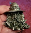 Vtg Paper Weight Pewter Figurine Wizard Unique Decor Gift Mystical Office Desk