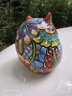 Fat Mexican Talavera Owl  6  Tall Handpainted Colorful Folk Art New