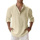 Men   s Lightweight Cotton Linen Long Sleeve Shirt Breathable Casual Wear Summer