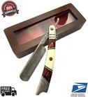 Damascus Steel Straight Razor Cut Throat Barber Salon Shaving Razor Vintage Horn