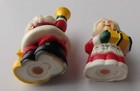 Cute Vintage Christmas Mr Mrs Santa Claus Salt Pepper Shakers With Gifts Bell