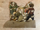 Antique Victorian Die Cut Scrap Dogs At School Lot