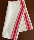 Vintage Martex Cotton Linen Kitchen Tea Towel  Red Stripe Farmhouse Cottage