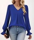 Women s Long Sleeve Tops Dressy Tunic Shirts Loose Chiffon Blouse