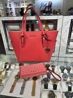 Michael Kors Charlotte Large Top Zip Saffiano Leather Tote   Phone Case Wallet