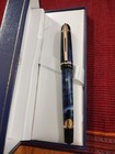 Waterman Blue Marble Ballpoint Pen In Case  Needs Ink Refill