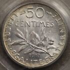 France 1917 50 Centimes Silver Coin Pcgs Ms-65 Gem Mint State Ogh French