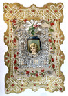 Antique Victorian Valentine Greeting Card Pop-up Silver Gilt Lace Floral Litho