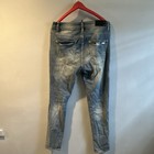 Amiri Men s Blue Distressed Skinny Fit Denim Jeans Logo Accent 5-pocket