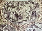 Antique French Early 19th Century Neo Classic Quilted Toile Fabric  brown Purple