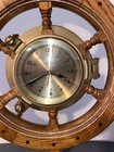 Vintage  ship s Time  Nautical Brass Porthole Clock Inside Captain Wheel