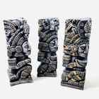 Vintage 3 Mayan Warrior Tiki Style Sculptures Chalkware Like Stone