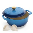 5 Quart Enameled Cast Iron Round Dutch Oven With Lid For Bread Baking  Stews