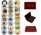         Canada Full Colored Set  2  1 Dollar Coin Collection Wood Case  2017-2026