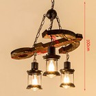 Retro Wooden Chandelier Anchor Industrial 3 Light Pendant Lamp Ceiling Fixture