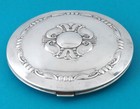   1945s - Birks - Large Round Sterling Silver Coronation Design Powder Compact