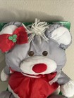 1988 Fisher Price Puffalumps Christmas Gray Mouse Plush  8033 12  Vintage Toy
