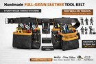 Full Grain Leather Tool Belts For Men  Heavy-duty Carpenter Tool Rig Organizer