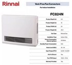 Rinnai Fc824n Fan Convector Vent Free Natural Gas Heater -24k Btu