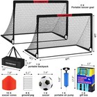 Kids Soccer Goals For Backyard Set - 2 Of 6x4 Ft Portable Soccer Goal Trainin   