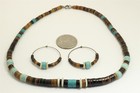 Vintage Southwestern Shell Mop Heishi Bead Necklace   Earrings Set