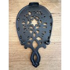 Cast Iron Antique Sad Trivet Good Luck To All Who Use This Stand Star horseshoe