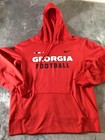 Georgia Bulldogs Hoodie Mens Large Red Ncaa Football Nike Dri Fit Sweatshirt
