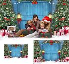 Christmas Photography Backdrop Blue Rustic Wood Tree Decor Studio Background