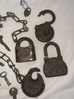 Vintage Antique Padlocks Lot Of 5 Locks   13 Keys