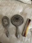 Vintage Silver Plated Vanity Set Hand Mirror  Hair Brush And Comb 