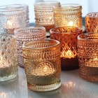 24 Pcs Fall Votive Candle Holders - 6 Colors 3 Patterns For Wedding Centerpieces