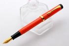 Filcao Leader-fountain Pen-duofold Style Orange Celluloid-button Filler -new