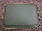 Rare Vintage Mid Century Green Floral 17 5  Metal Dinner Tray Retro 1970 Kitschy