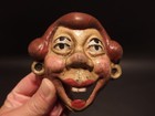 Antique Vintage Style Cast Iron Folk Art 4 Eyed Drunk Woman Wall Bottle Opener