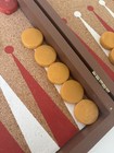 Vintage  Backgammon Set Bakelite Swirl Catalin Checkers W Cork Board