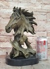 Western Art Copper Bronze Horse Stallion Figurine Sculpture Marble Base Statue