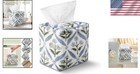 Stylish Blue Fabric Tissue Box Cover With Large Opening - Floral Print