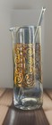 Mcm  Georges Briard Cocktail Pitcher Stir Rod Glass 22k Gold Scroll Spanish