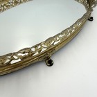 Vintage Hollywood Regency Oval Vanity Mirror Perfume Tray Roses Gold Plated